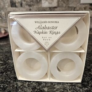 Williams Sonoma Hand Carved Genuine Alabaster Napkin Ring Holders Set Of 4